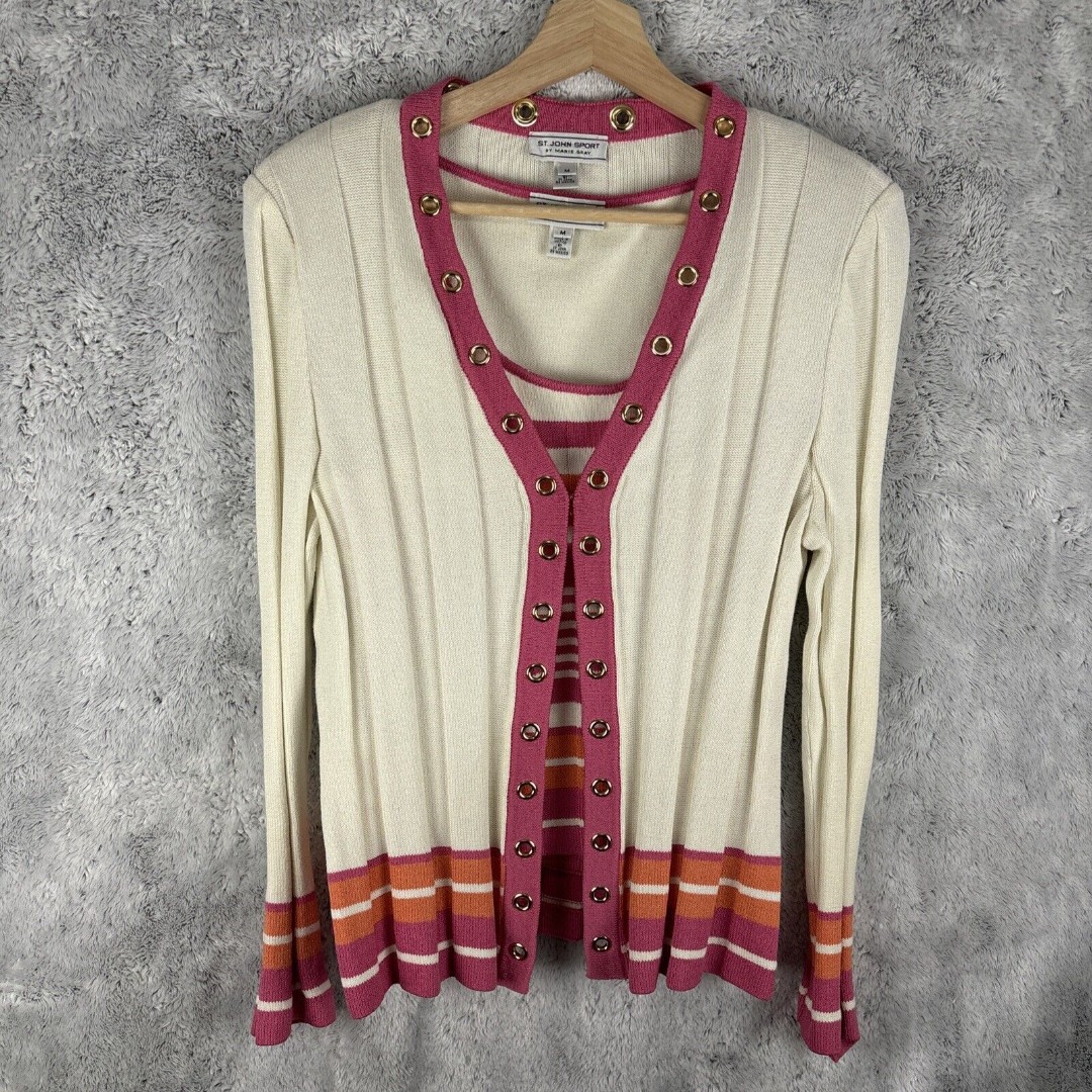 St. John Sport By Marie Gray Vintage Sweater Multi Color Size Med & Under Shirt