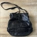 She + Lo Black Leather Bucket Shoulder Bag Purse