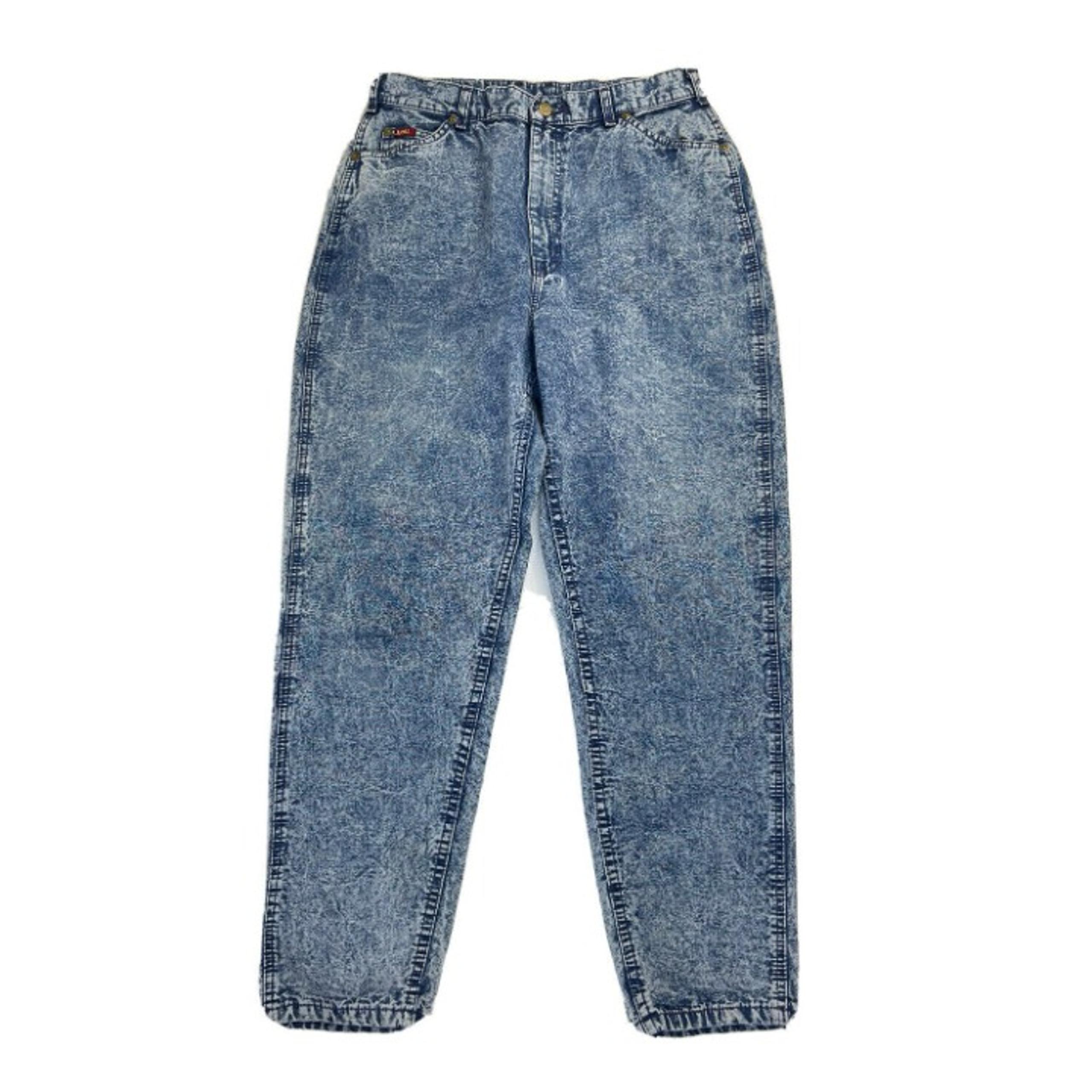Vintage Womens 16 High Rise Taper Leg Acid Washed Distress Mom Jeans