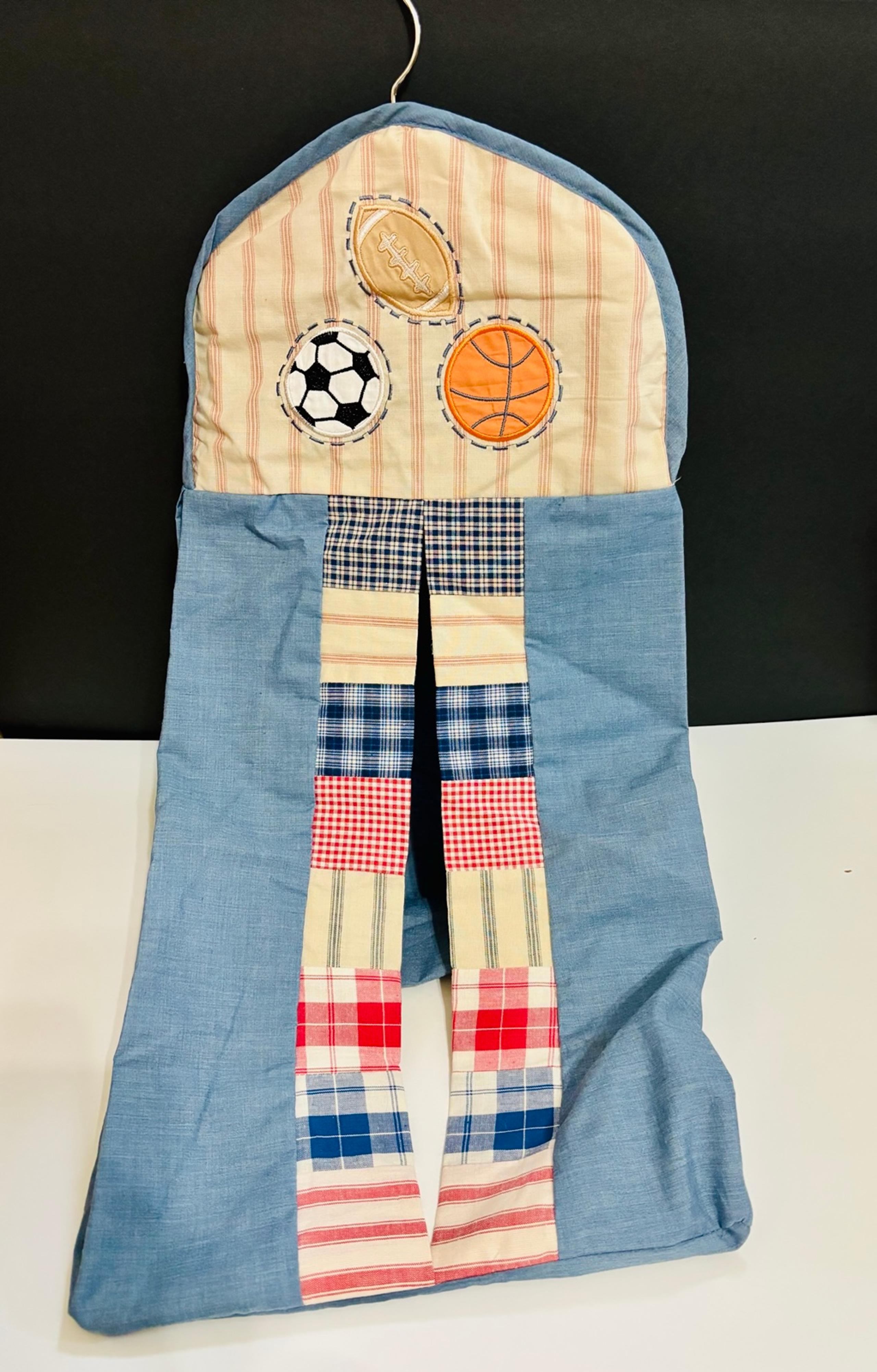 Vintage Kidsline All Star Sports Themed Nursery Hanging Diaper Stacker Holder