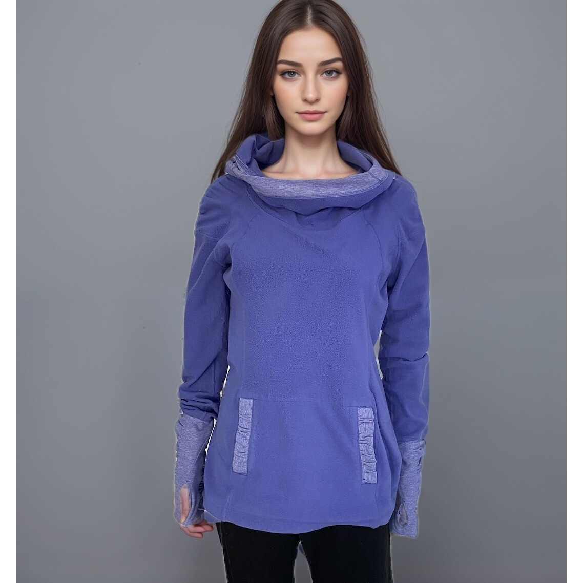 Lululemon Apres Run Pullover Sweater Women Sz 8 Purple Hooded Fleece