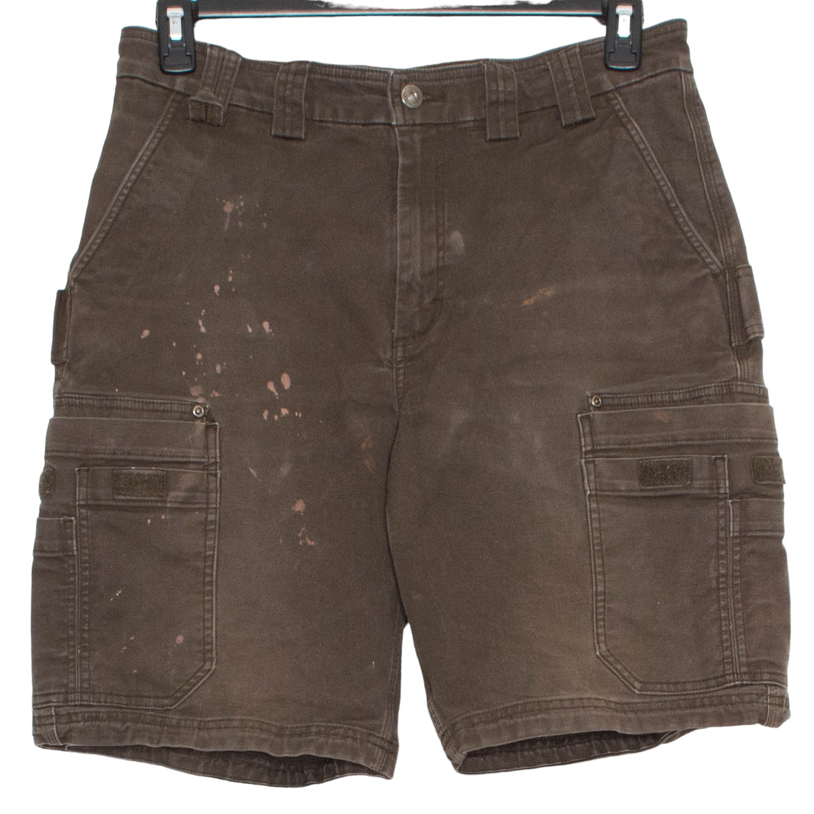 Duluth Mens Shorts Cargo Paint Splatter Carpenter Utility Brown Size 34 ES