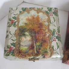Victorian Celluloid Jewelry Box Silk Lined Vanity Box VTG Jewelry Boxes Scenery