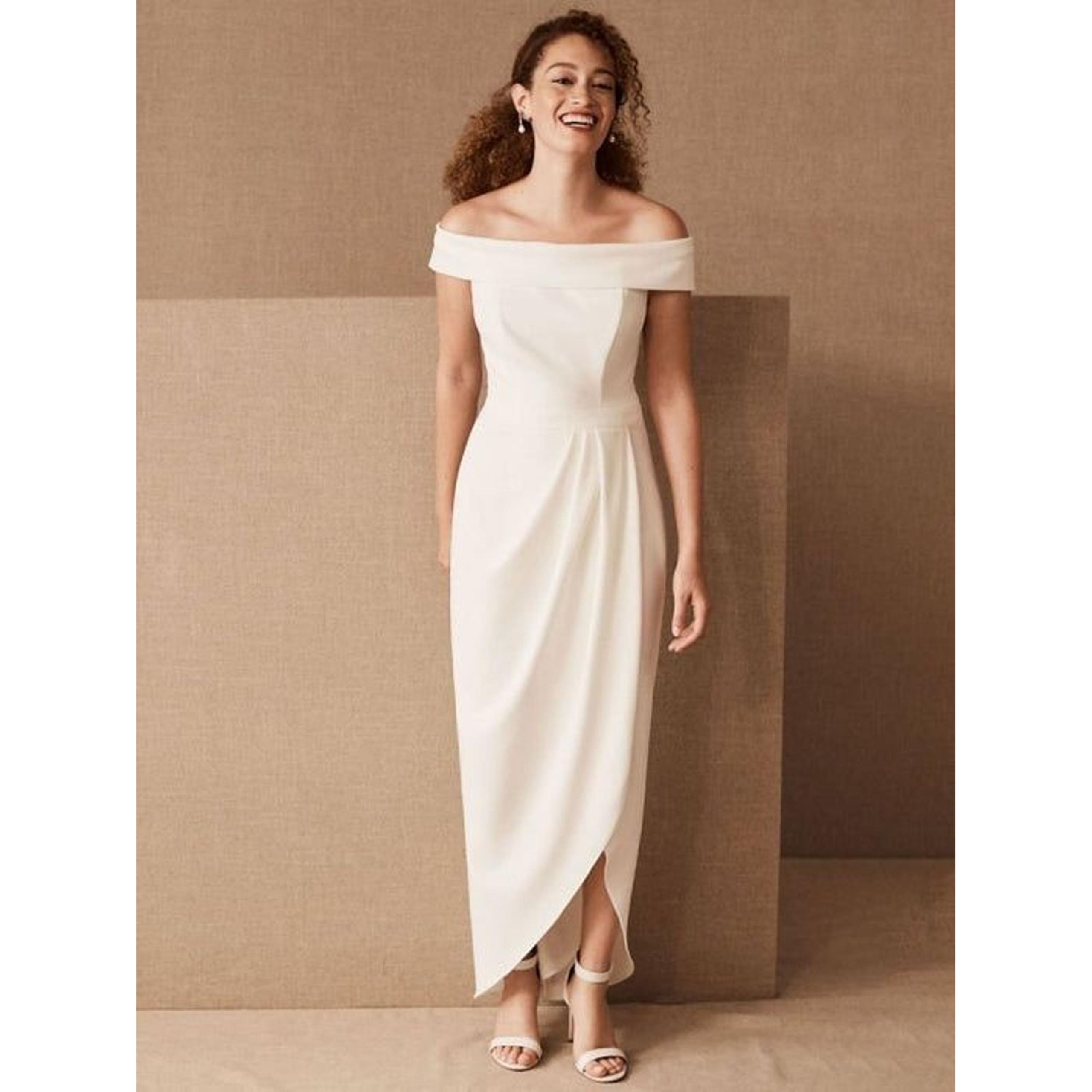 New Anthropologie BHLDN Thompson Dress OFF-THE-SHOULDER $168 SIZE 12 Ivory