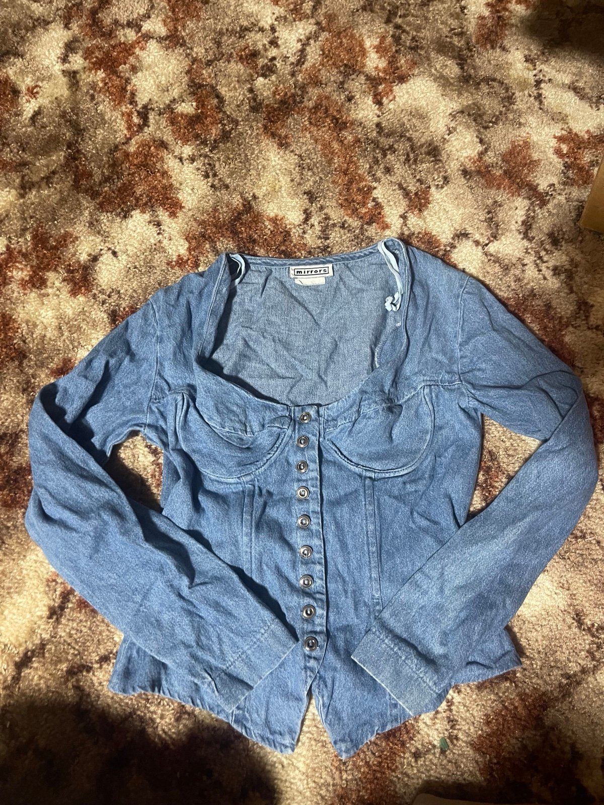 Mirrors Vintage bustier denim jean crop 70s top