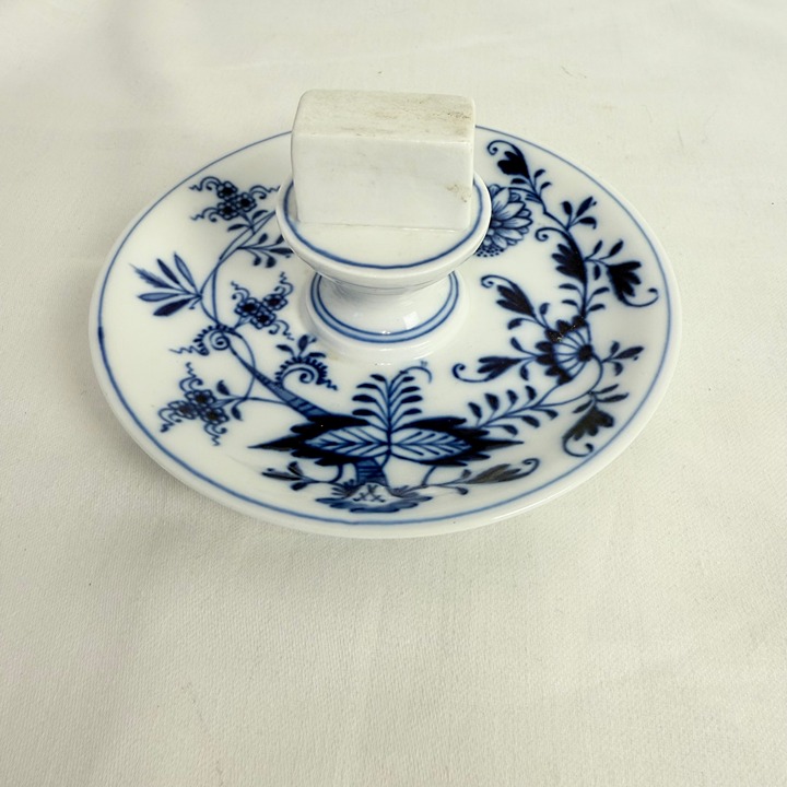 Antique Meissen Blue Onion Porcelain Matchbox Holder Traditional Germany