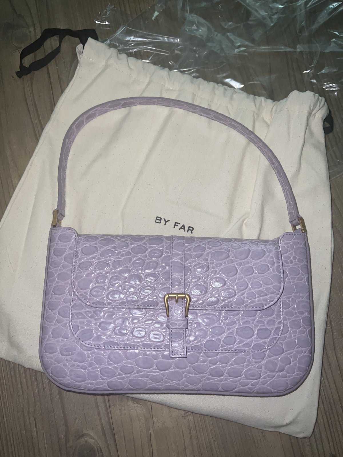 By far lilac croc effect leather shoulder bag - New