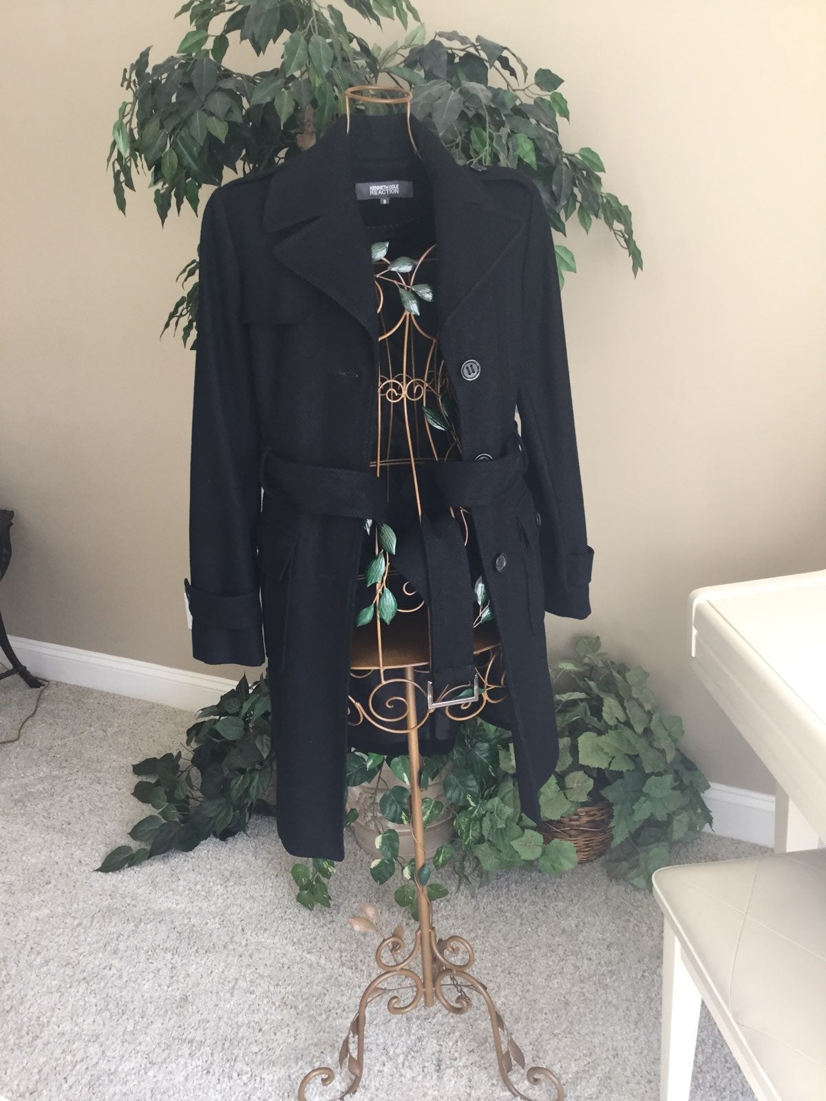 Black Wool Long Dress Coat size 8