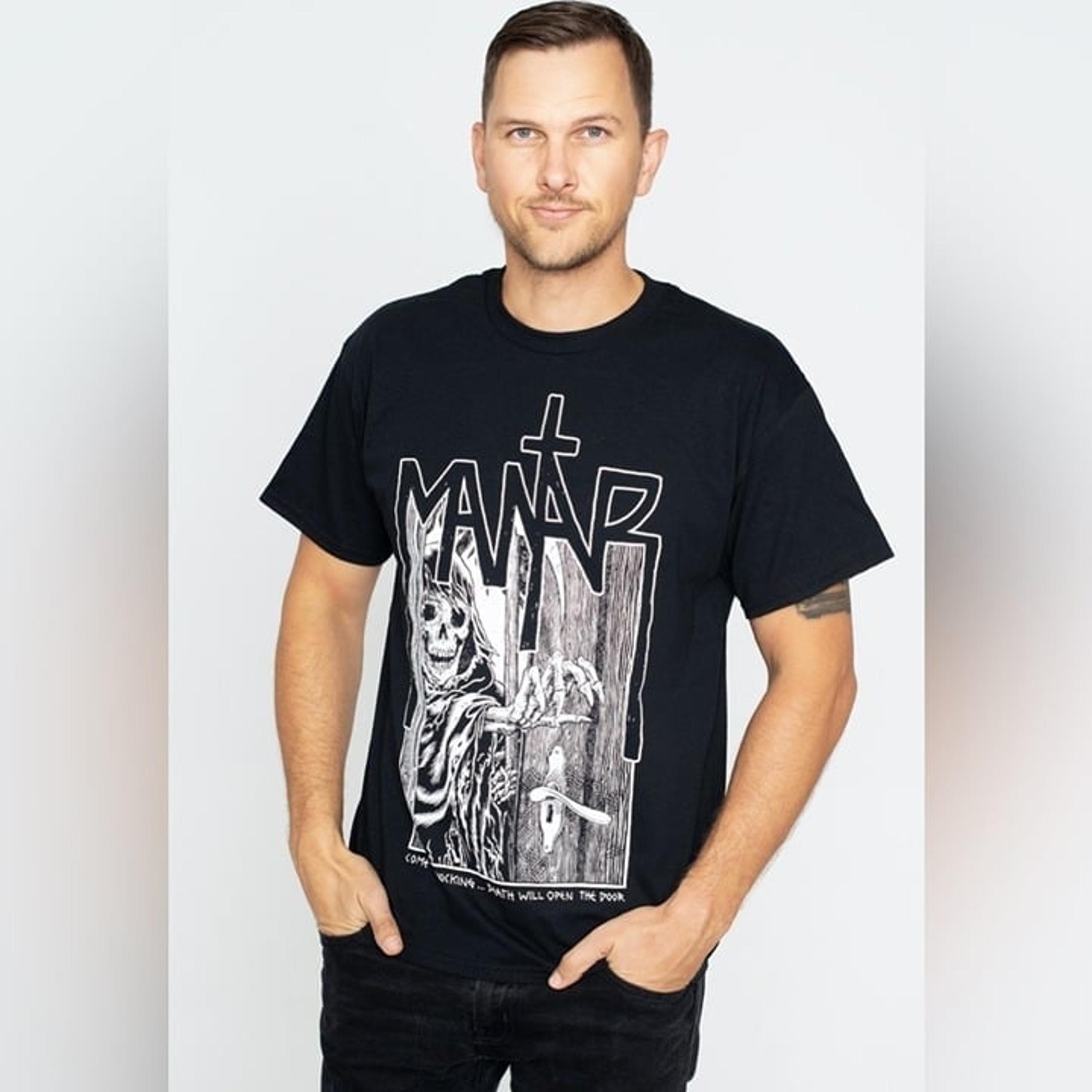 Mantar Praise the Plague Death Will Open The Door Tee in Black and White Size M