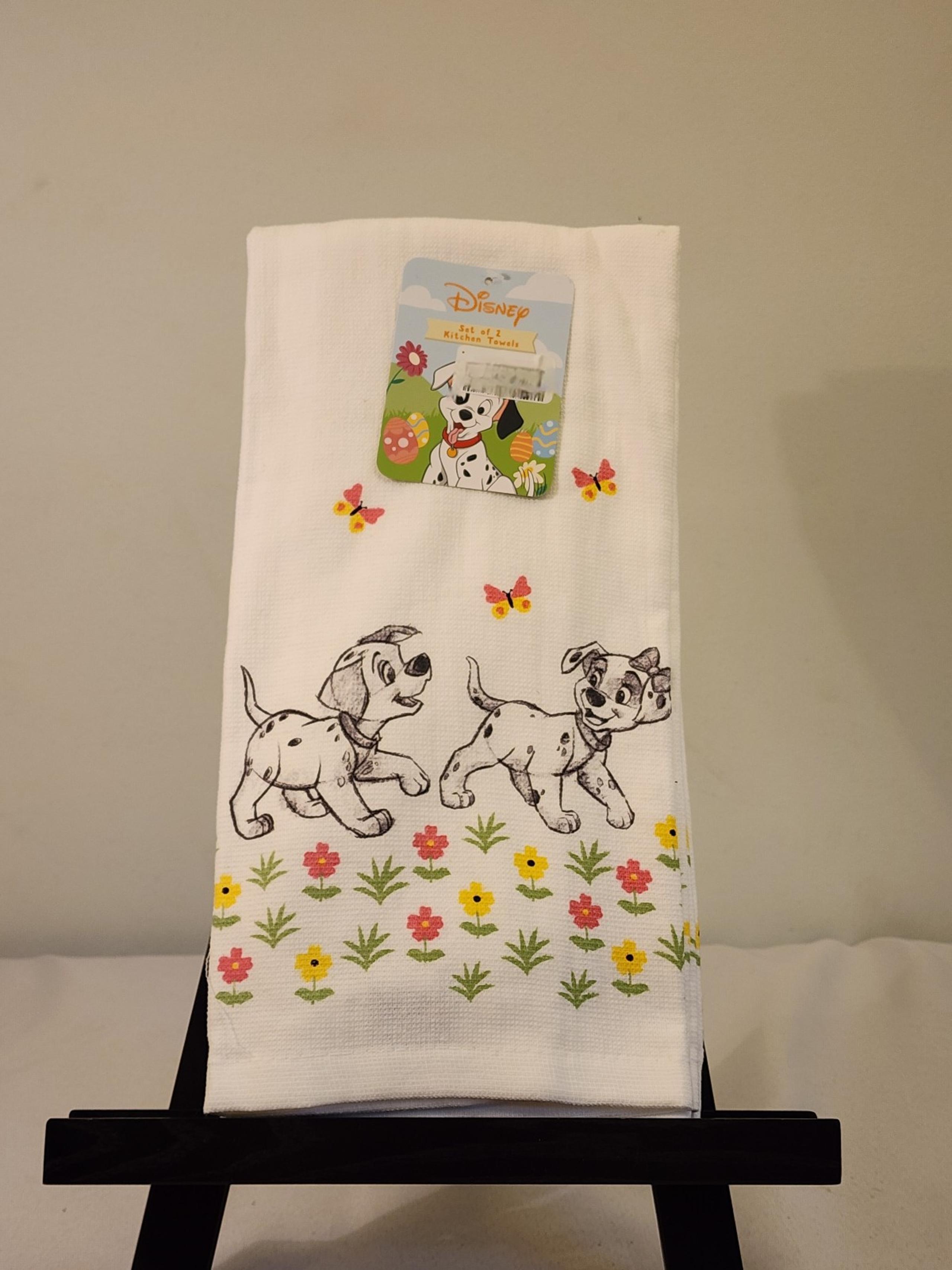 Disney 101 Dalmatians Summer Flowers 2 Pc Kitchen Towels Set NEW