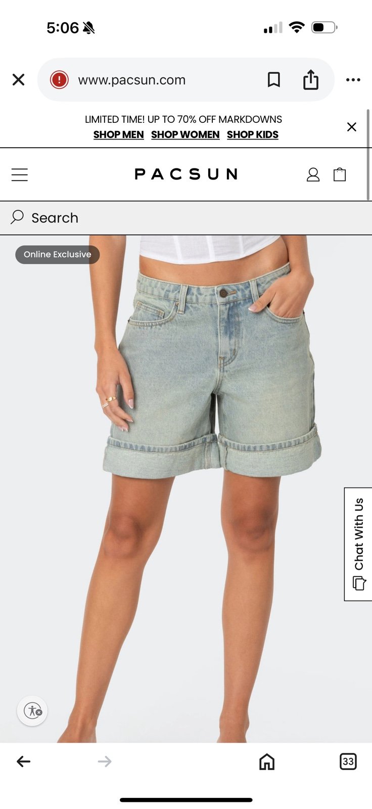 Edikted Cuffed Washed Denim Bermuda Shorts