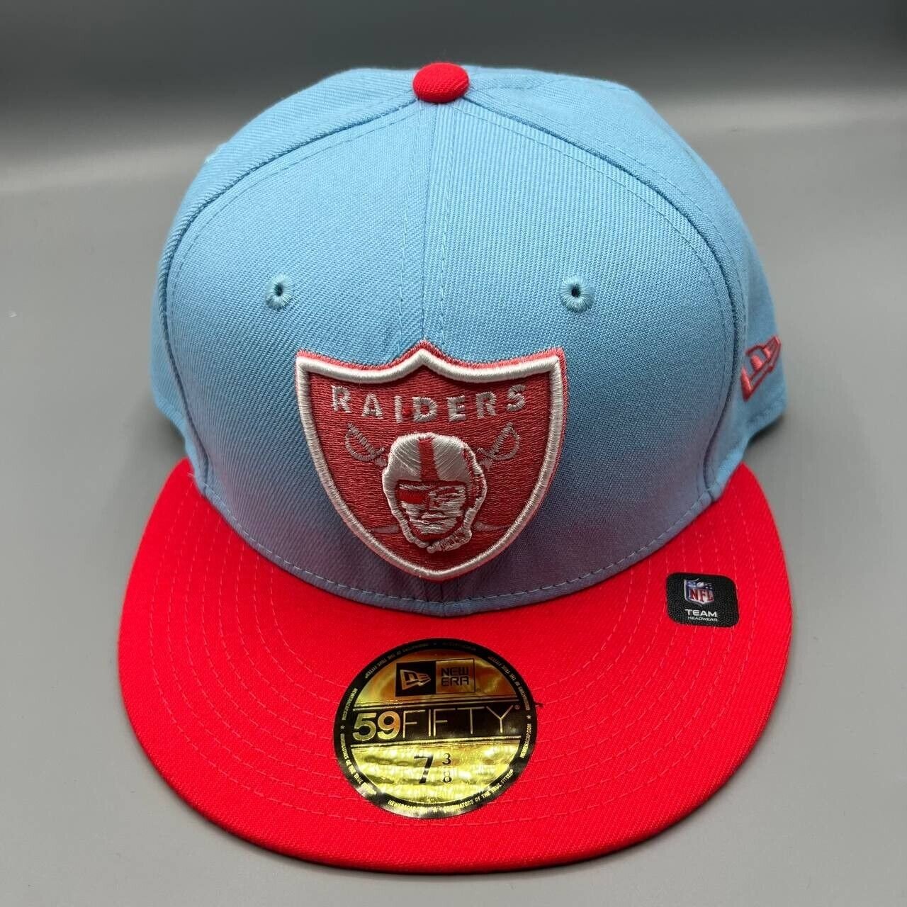 Las Vegas Raiders Hat Men 7 3/8 Blue Red 9Fifty New Era NFL Fitted Cap New