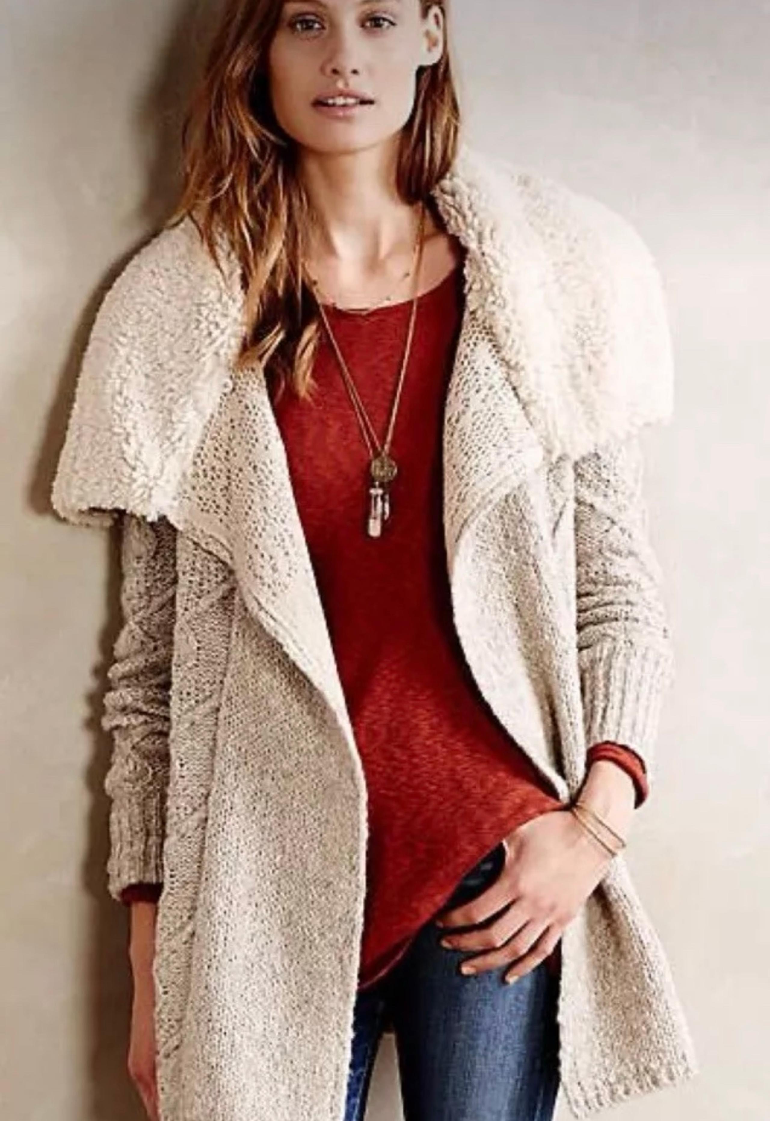 SLEEPING ON SNOW Anthropologie Bondurant Sherpa Cardigan Sweater size S