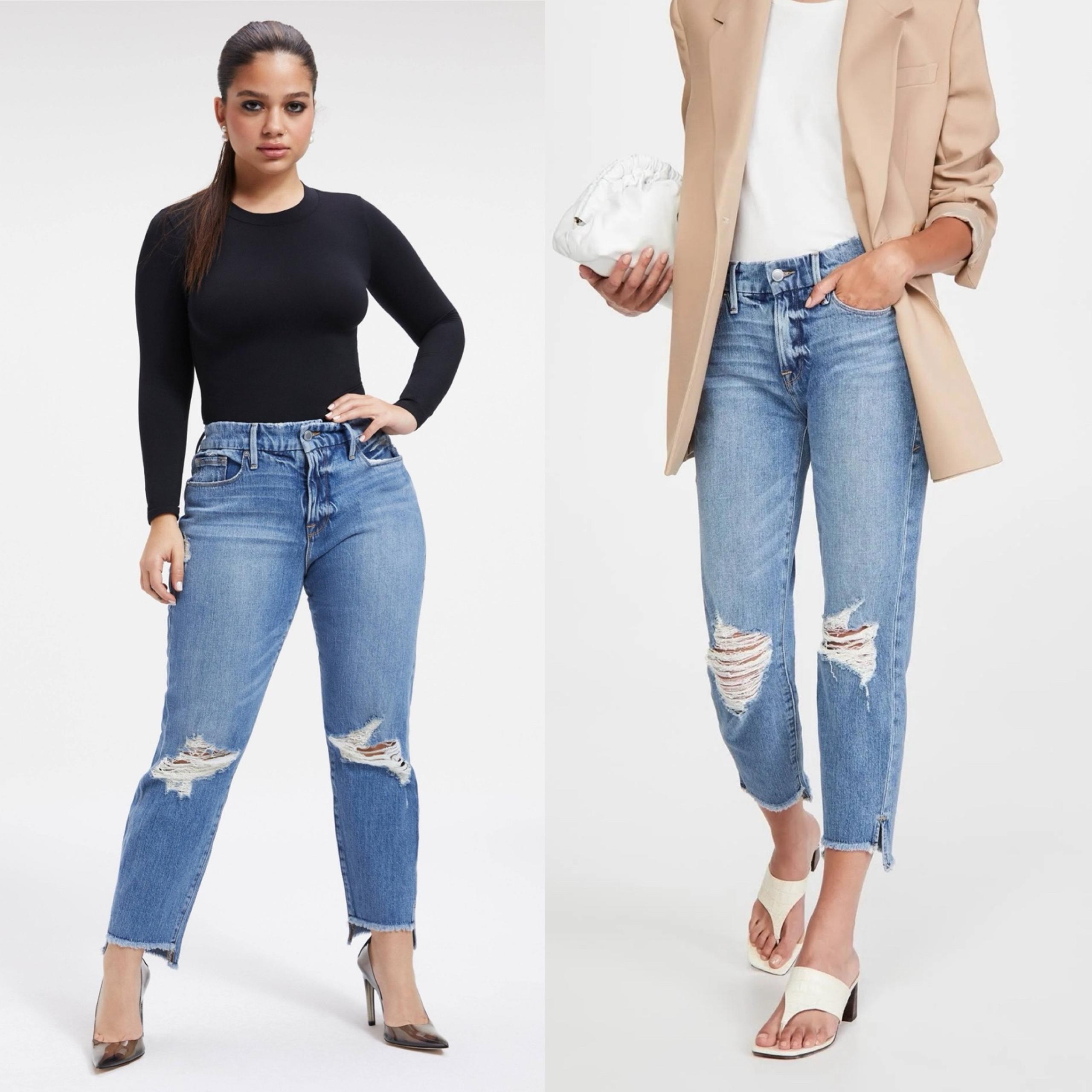 Good American Good Girlfriend High Rise Distressed
Step Hem Boyfriend Jeans 18