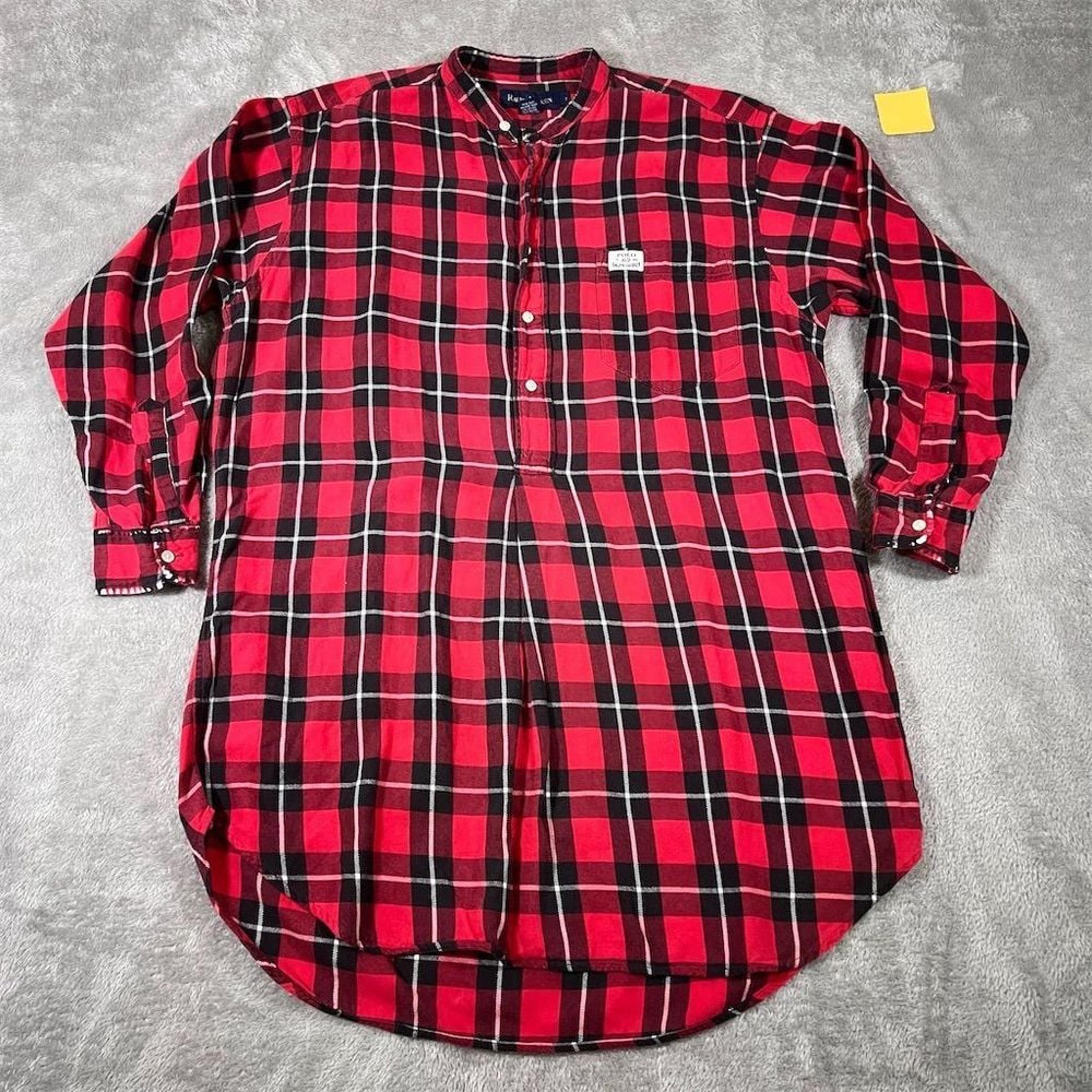 Ralph Lauren Women's Shirt Size S Red Plaid Tunic Flannel Sleep Lounge Pajama