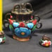 Mexican Redware Pottery Hand Painted Tea Pot Cups Vintage talavera