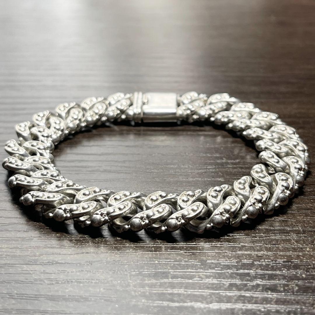 Vintage Dot Chain Bracelet for Men, Silver 925