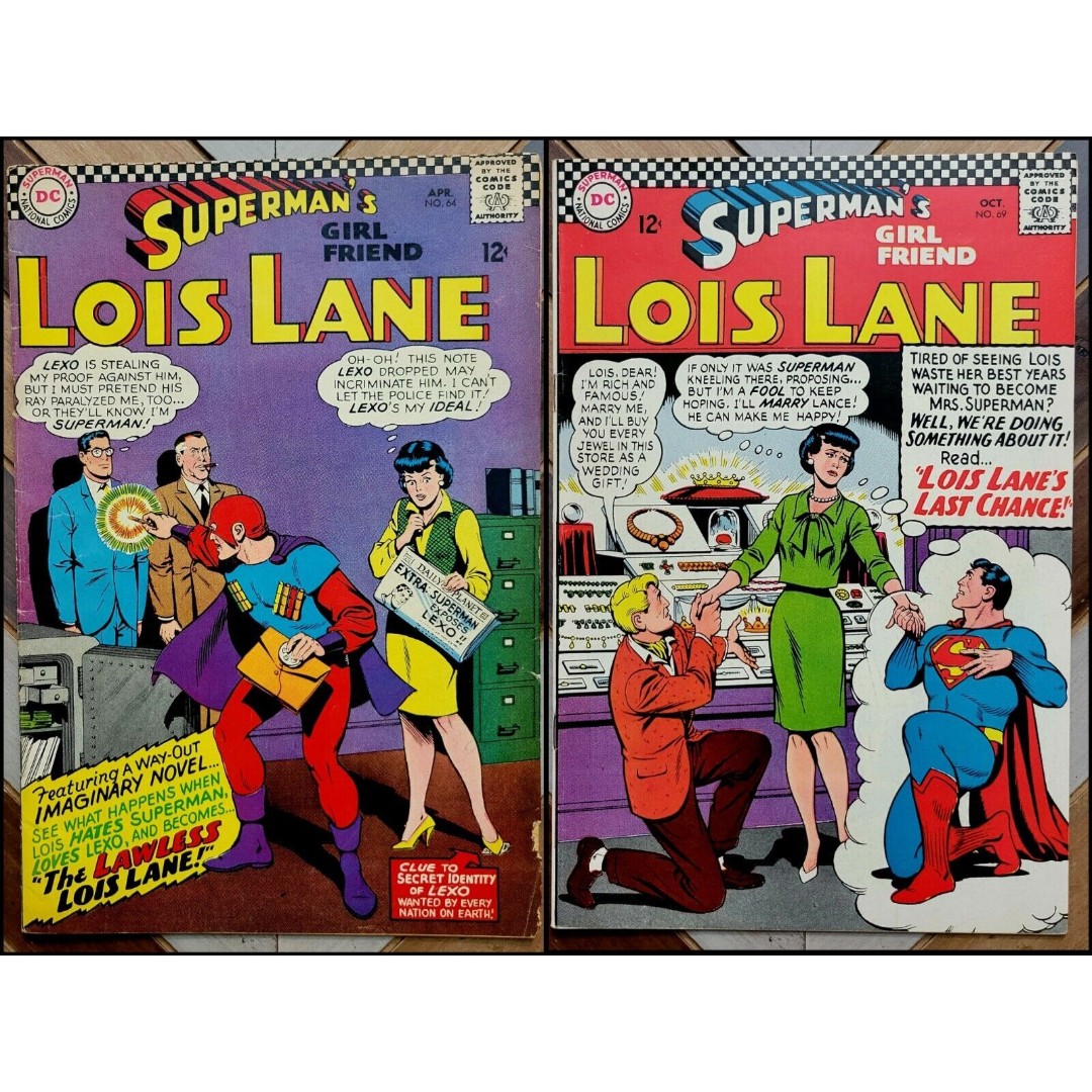Lot of 2: SUPERMANS GIRLFRIEND Lois Lane #64 and 69 (1966 DC) Schaffenberger Art