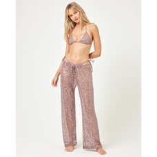 L*Space Lily Smoky Quartz Sequined Wide Leg Beach Coverup Pants Size Small