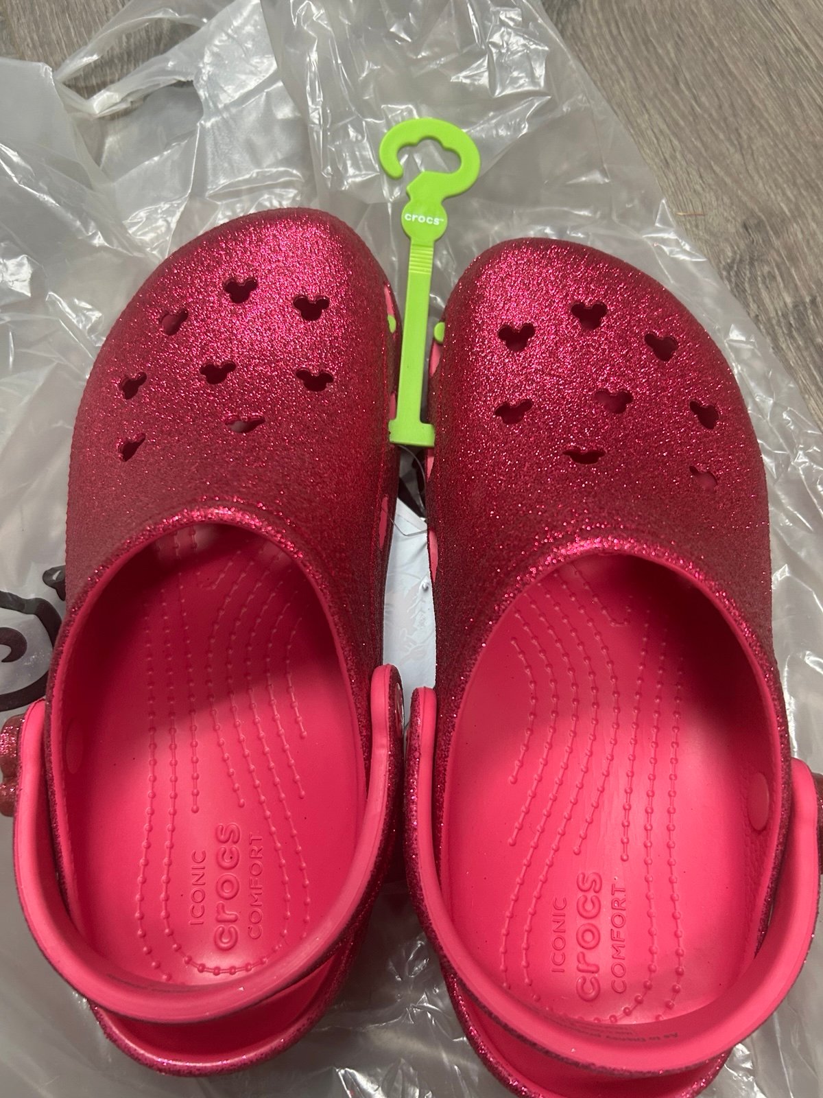 Disney Crocs Dark Pink Glitter