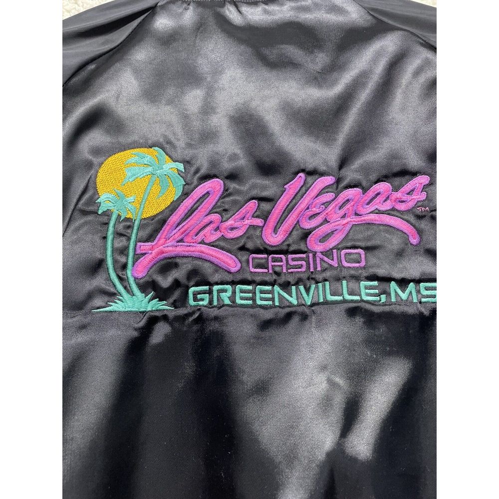 Vintage West Ark Black Las Vegas Casino Satin Jacket Size Large Made In USA GUC