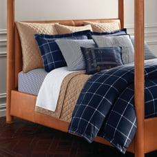 Ralph Lauren Modern Equestrian Windowpane Navy / Cream King Sham 215 NIP