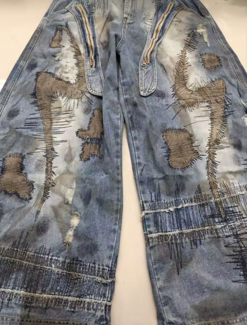 Y2K Destroyed Dirty Jeans by PERSONSOUL