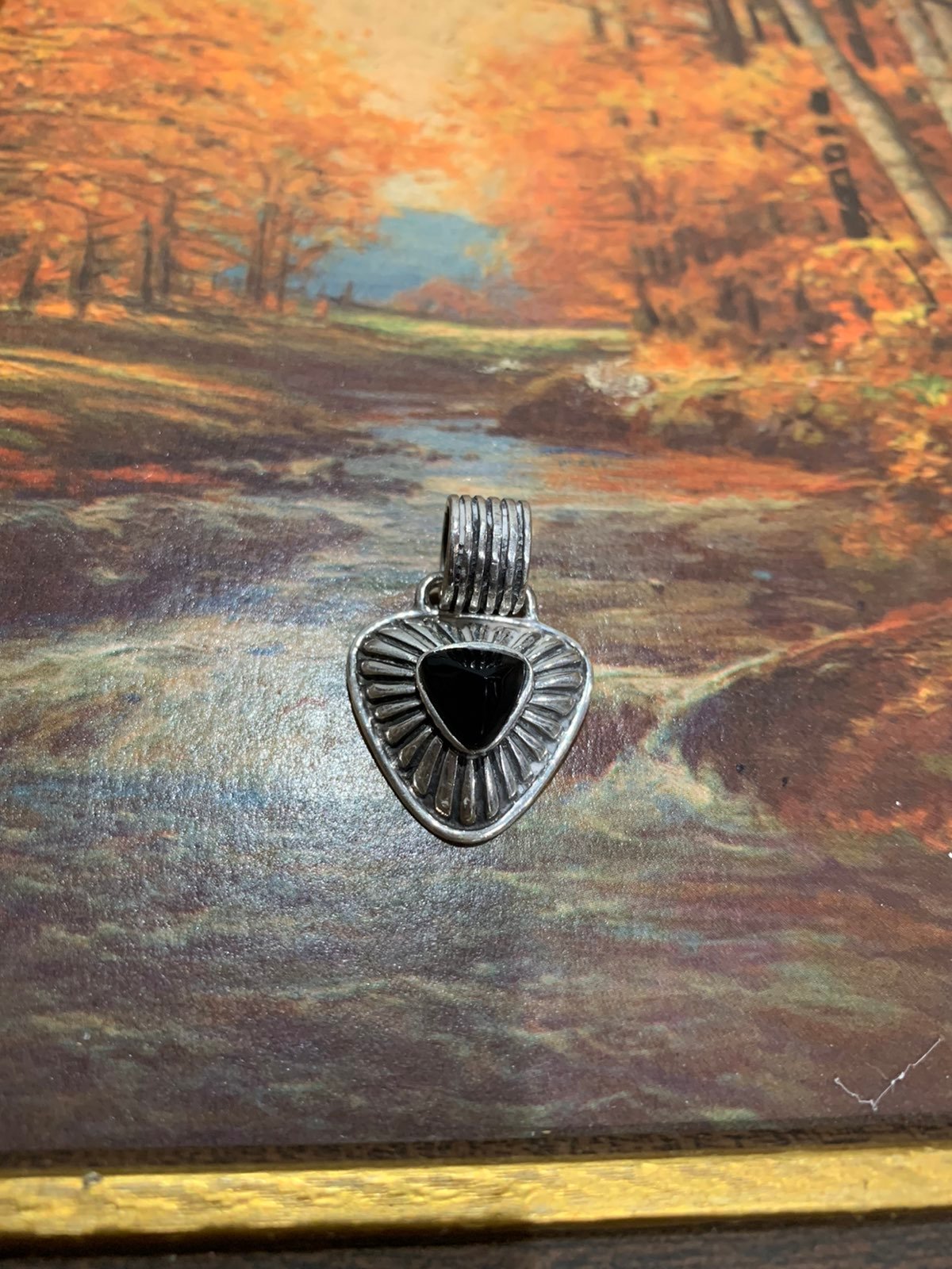 Vintage silver and onyx pendant