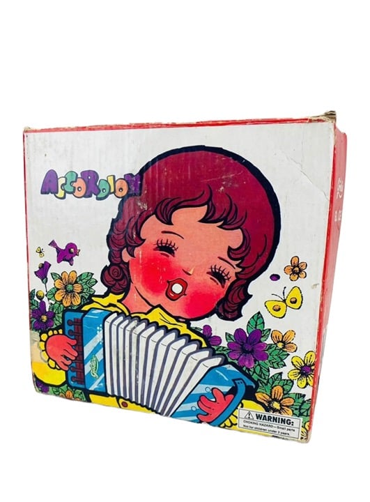 Vintage 1960 Hero Kids Red Marbled Accordion Musical Instrument China Goodlin