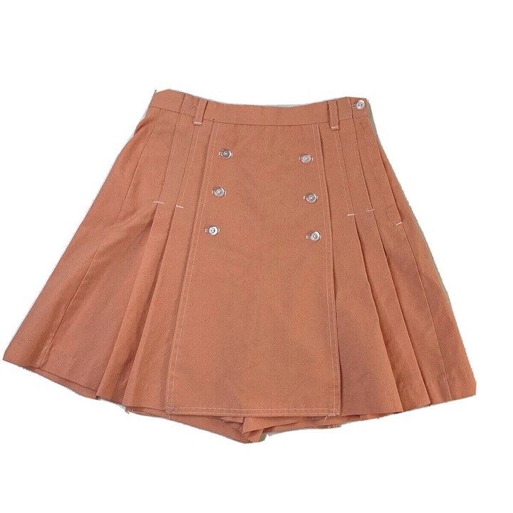 Vintage Womens Small Double Breasted Pleated Micro Mini Skort Skirt