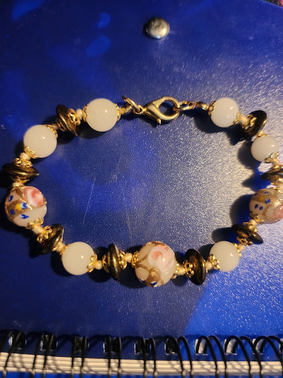Vintage Venetian Glass Wedding Cake bracelet