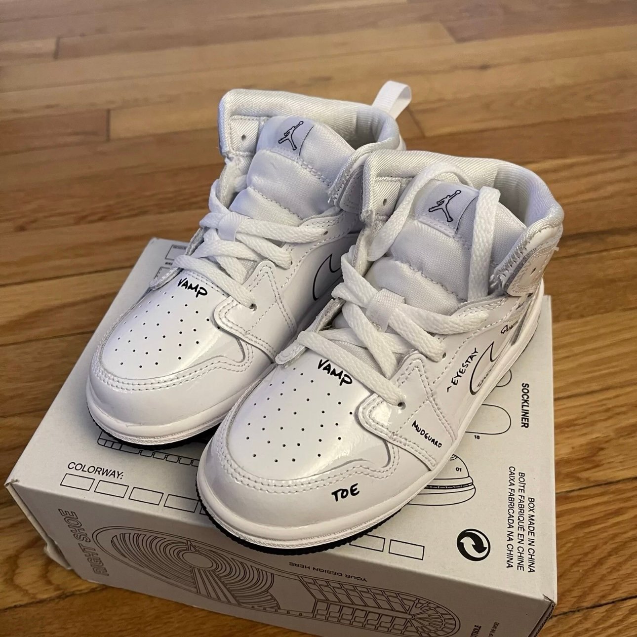 Nike Air Jordan 1 Mid SS TD White/Black Toddler Sneakers Size 10C DQ1865 100