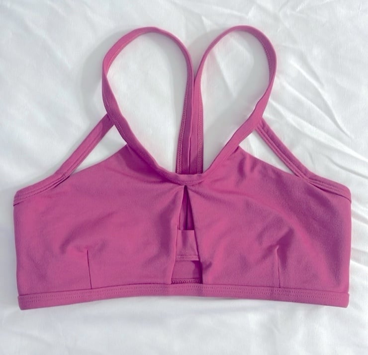 Bombshell Sportswear pink queen sports bra (peekaboo front), medium