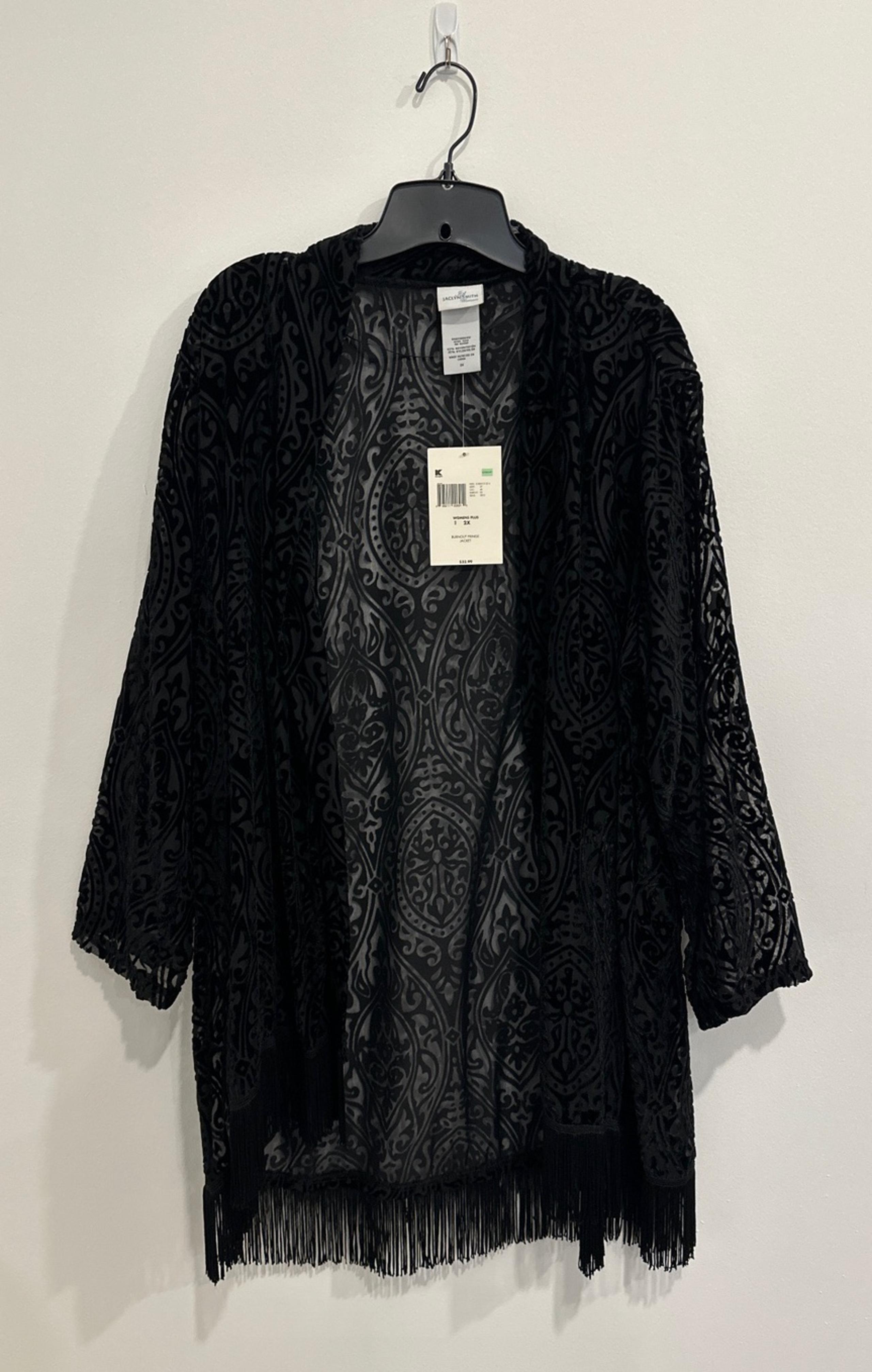 NWT Jaclyn Smith Kimono Black 2x