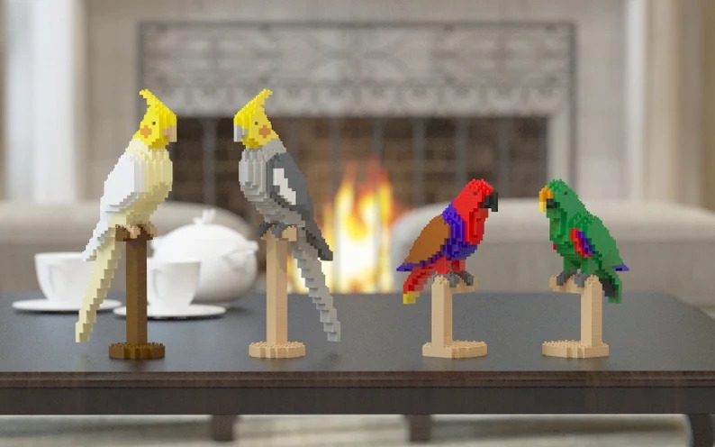 Cockatiel, Cockatoo, Eclectus Parrots Sculptures | 3D Building Blocks |
