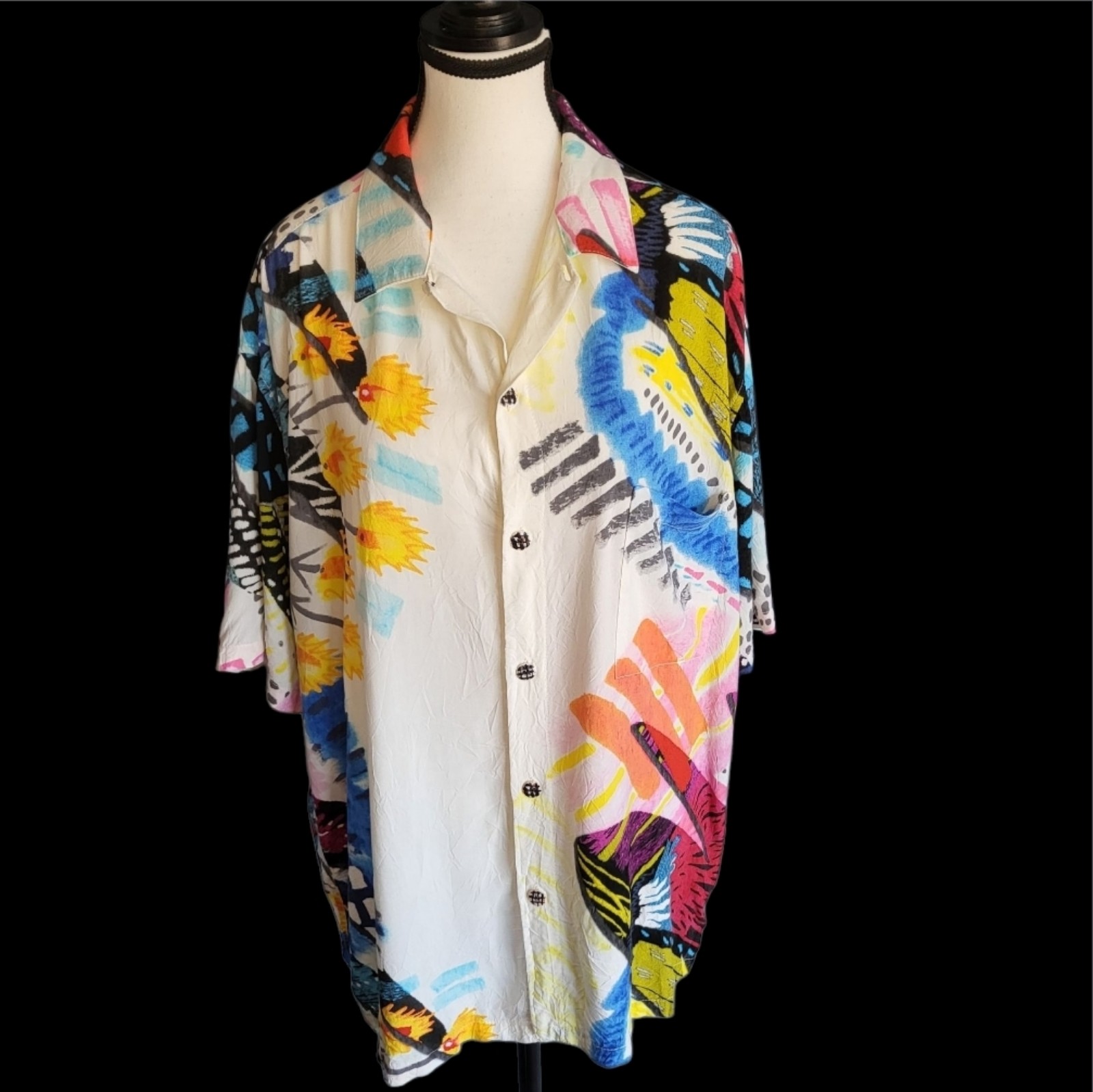 Vintage JAMS WORLD multicolor Hawaiian button-down shirt Size Large