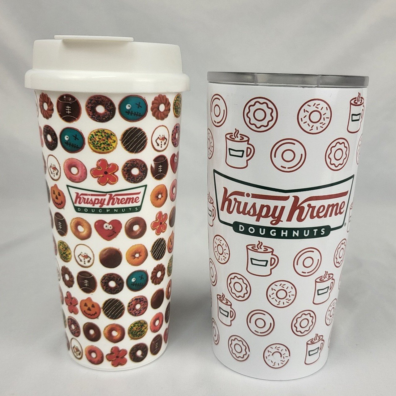 Krispy Kreme Doughnuts Bowtie Icon SS Tumbler and Rare Vintage Travel Mug