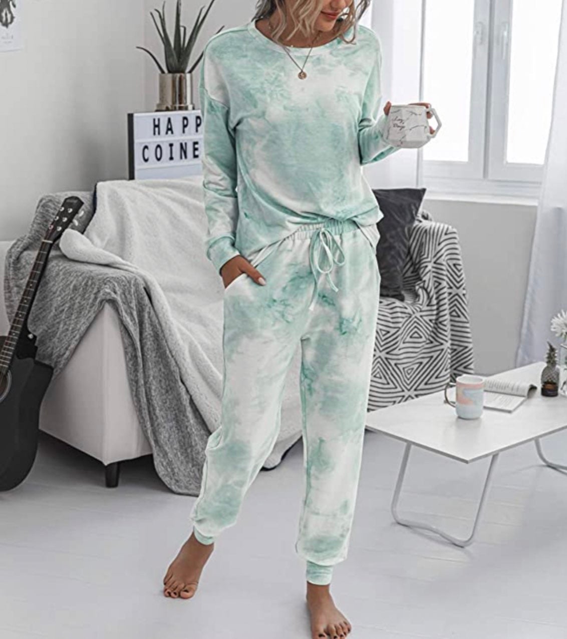 SOLD! - New 2 pcs Women's Long Sleeves Tie-dyed Pajama,Sleepwear Set,Long Pants