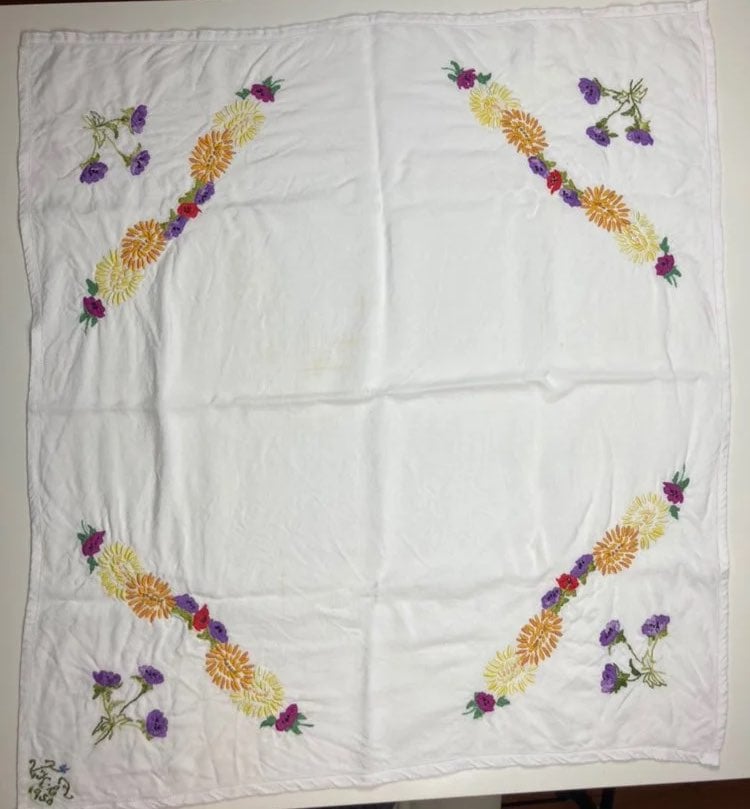 Vintage 1958 embroidered table cloth