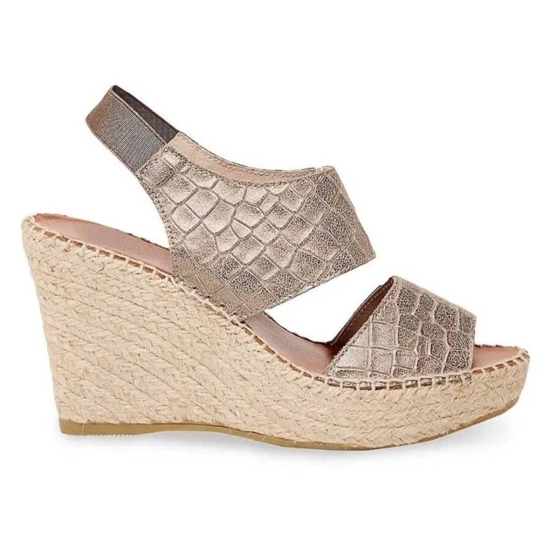 Andre Assous Women's Reese Leather Espadrille Wedge Sandal NWOT - Size 10