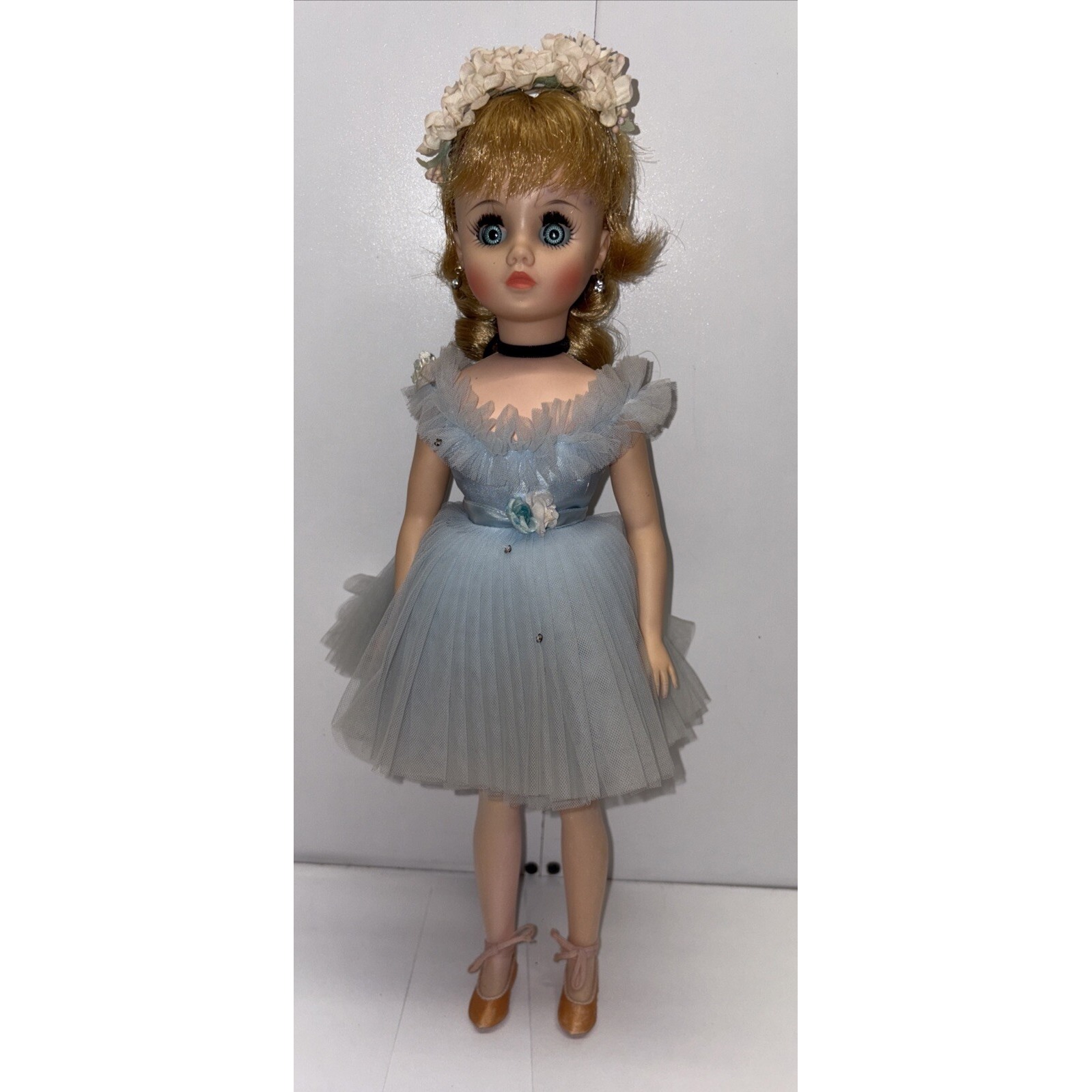 Vtg Madame Alexander Elise Ballerina doll 1960s 16.5 inches Tall Blue Tutu Dress