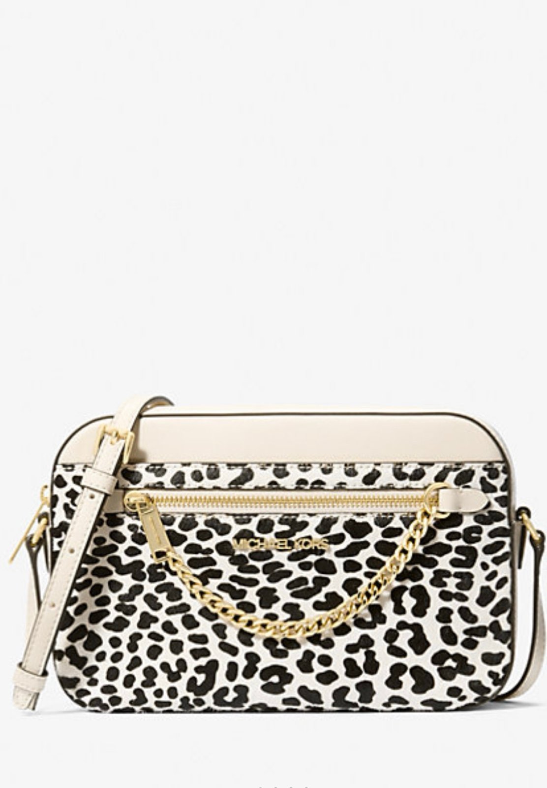 JET SET LARGE LEOPARD-PRINT CALF HAIR CROSSBODY BAG