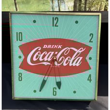 Antique Coca-Cola Clock Fish Tail Green background PAM No Glass Drink Coke