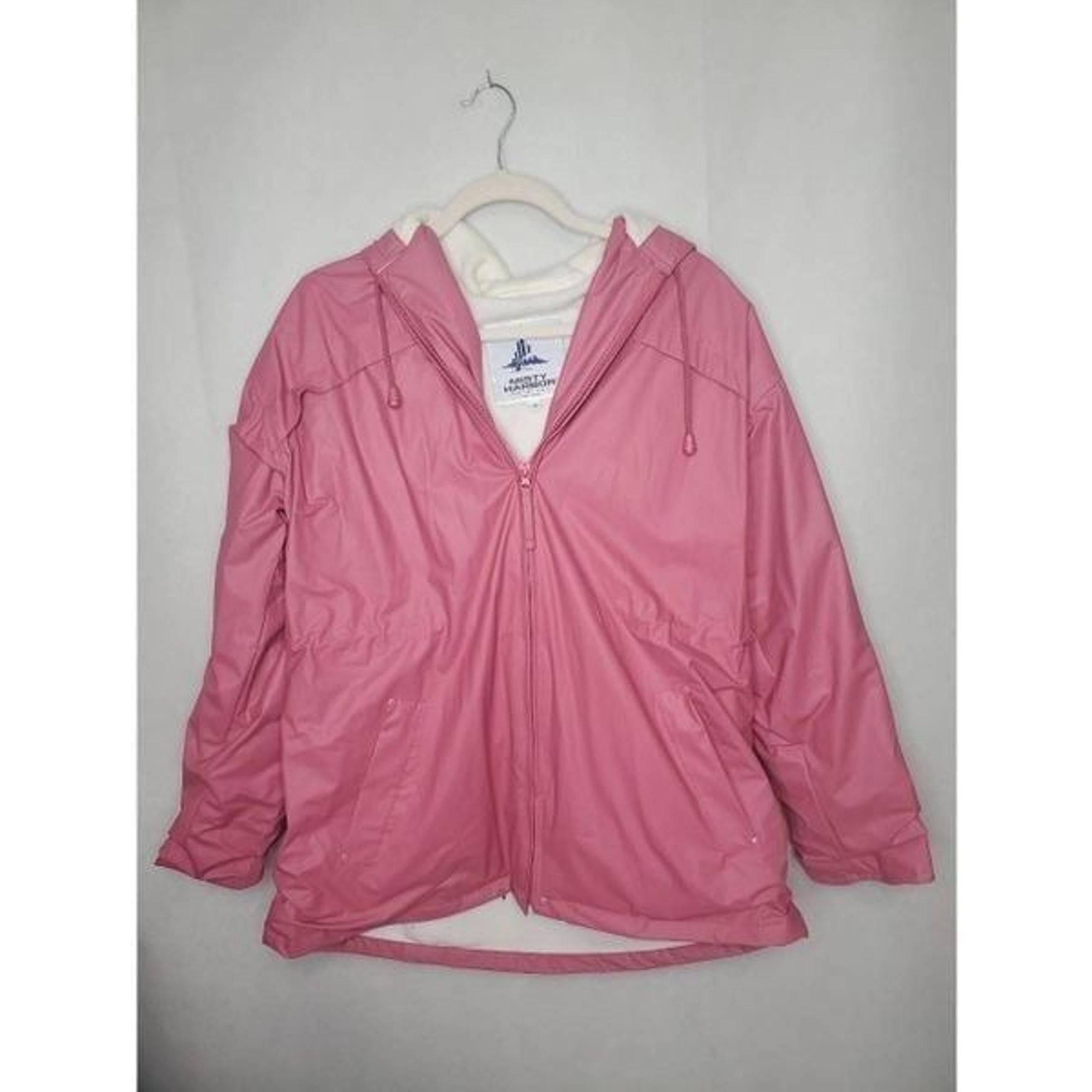 Misty Harbor Women's Fleece Lined Vintage Oversized Pink Rain Jacket Gorpcore