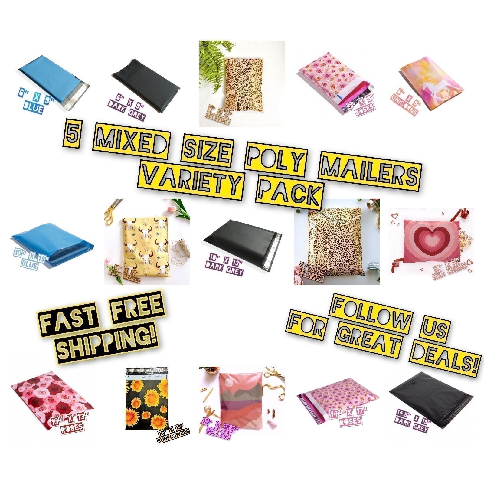 420 Mix Size Poly Mailer Bundle (6x9, 10x13, 12x15.5, 14x17 & 14.5x19)