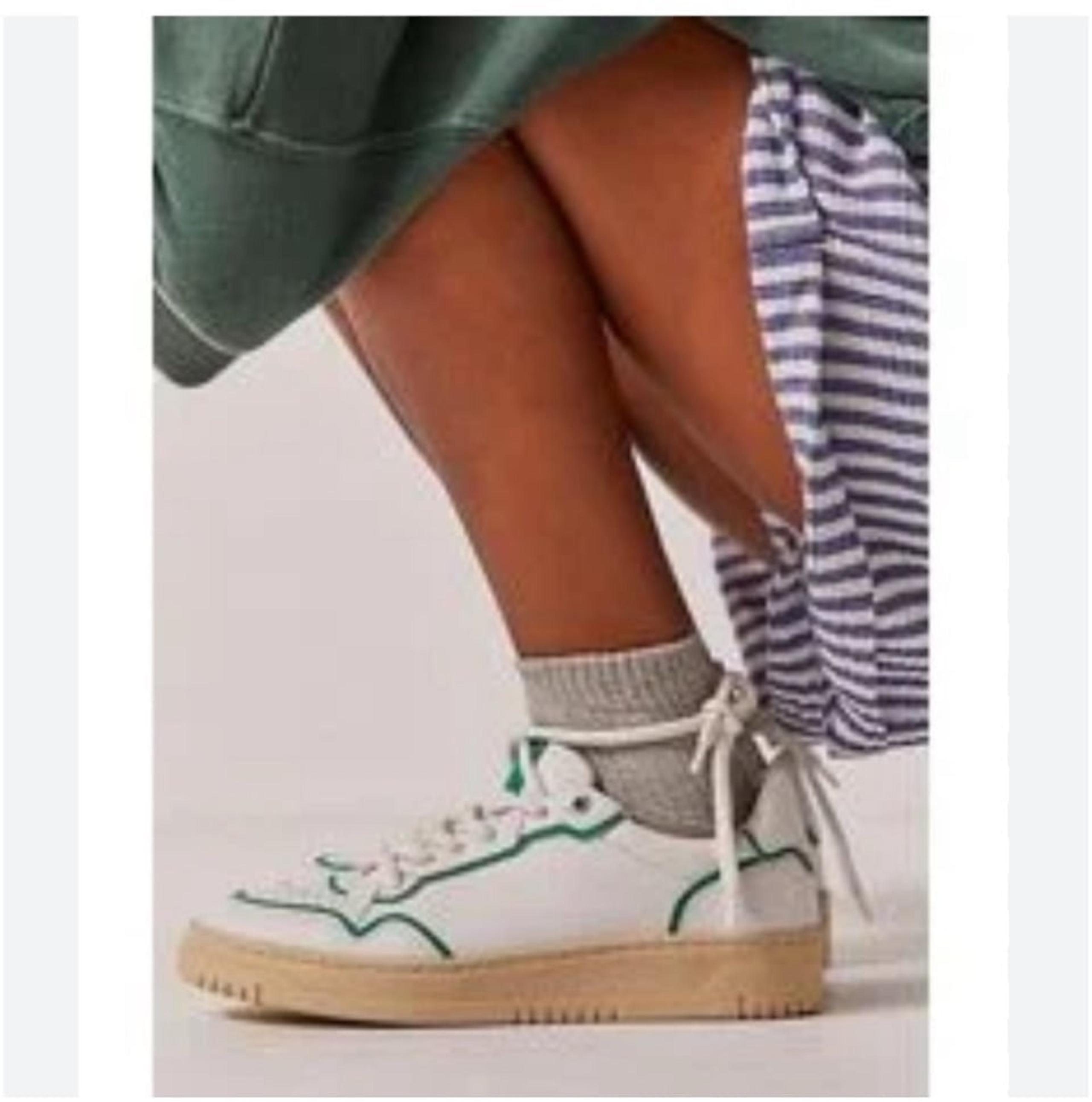 FP Collection Thirty Love Court Sneakers -Color: White Green Combo MRSP $128