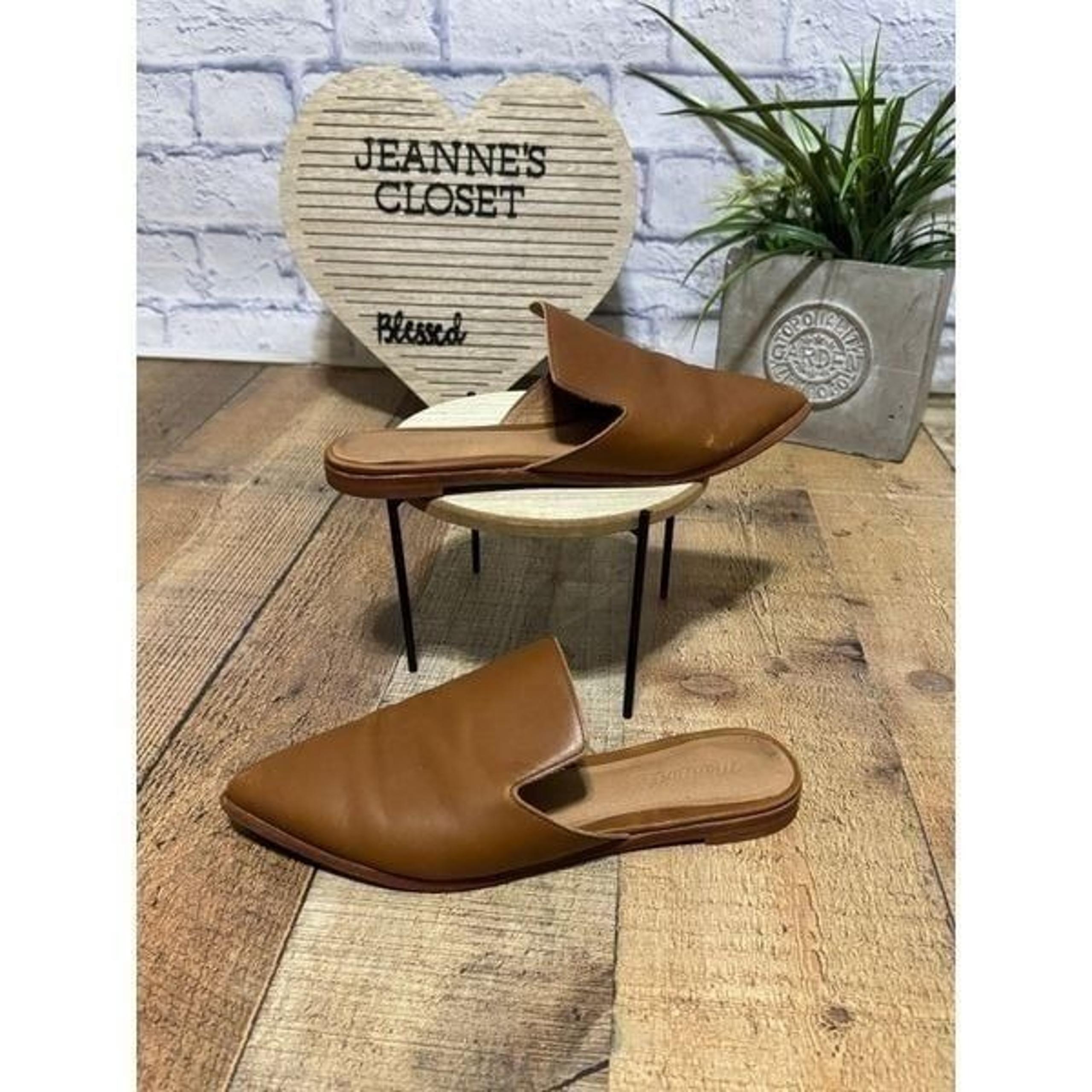 Madewell The Gemma Mule Shoes Women's Size 8 Brown Leather Pointed Toe Slip On P