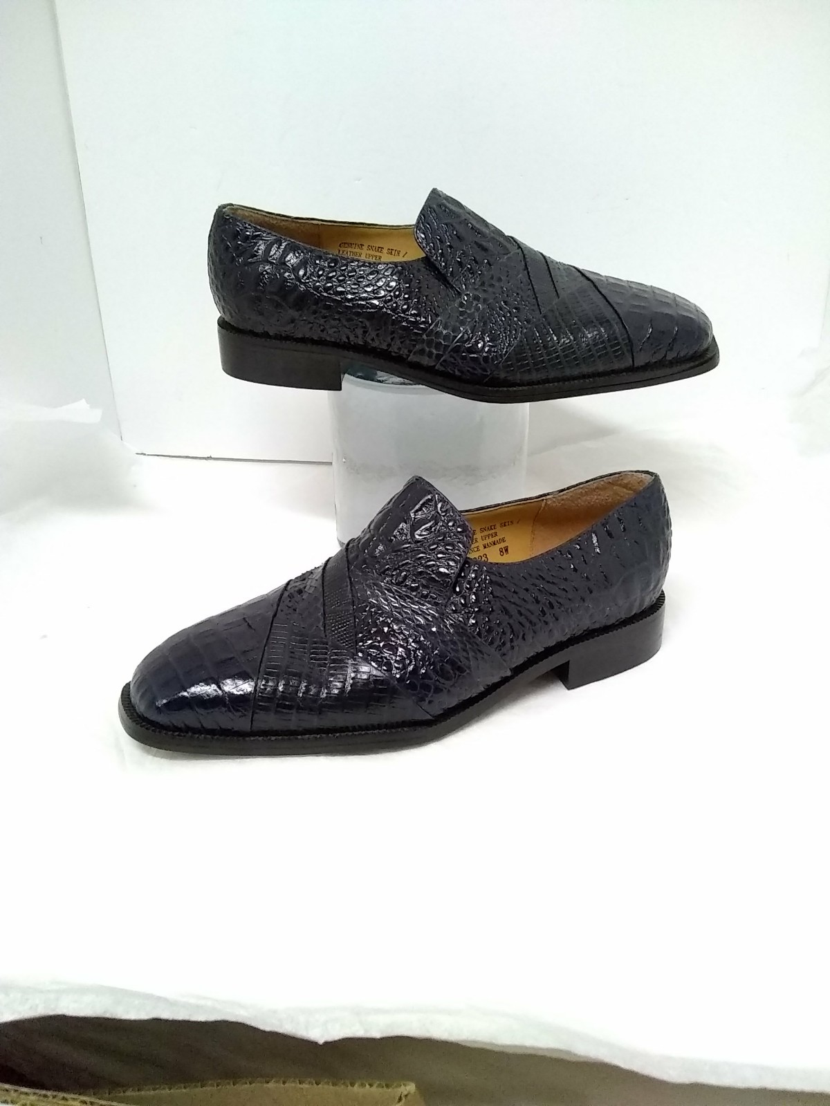Georgio Brutini Shoes, Genuine Snake Leather Navy Blue Size 8W Style 155623 NWOT