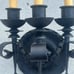 3 LIGHTS WROUGHT IRON SPANISH REVIVAL WALL SCONCE 1920S STYLE BLACK FINISH