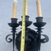 3 LIGHTS WROUGHT IRON SPANISH REVIVAL WALL SCONCE 1920S STYLE BLACK FINISH